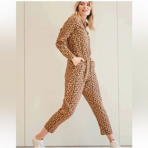 Sugarhill Rimona Boilersuit Animal Floral In Tan Size 4 NWT